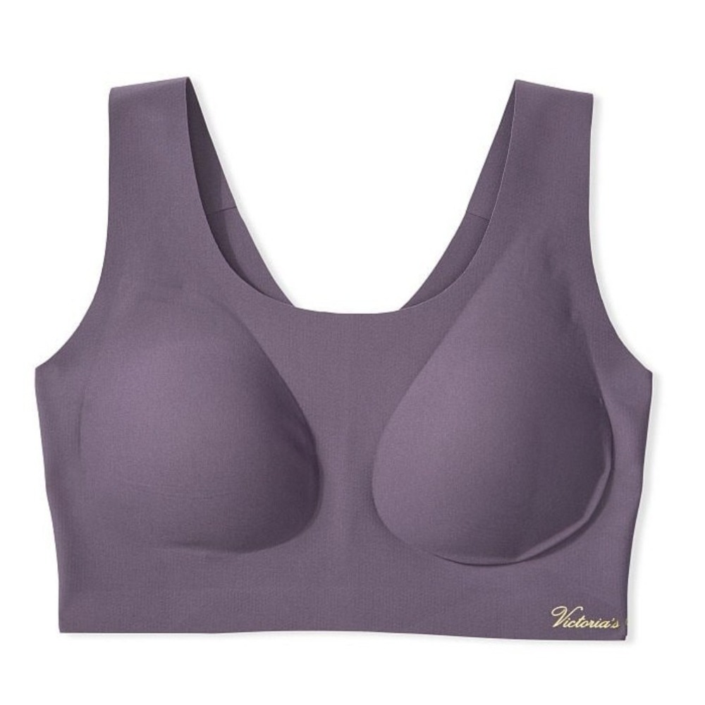 Victoria's Secret Heavenly Soft Crop Bra L/XL Purple Grey Wireless Loungewear
